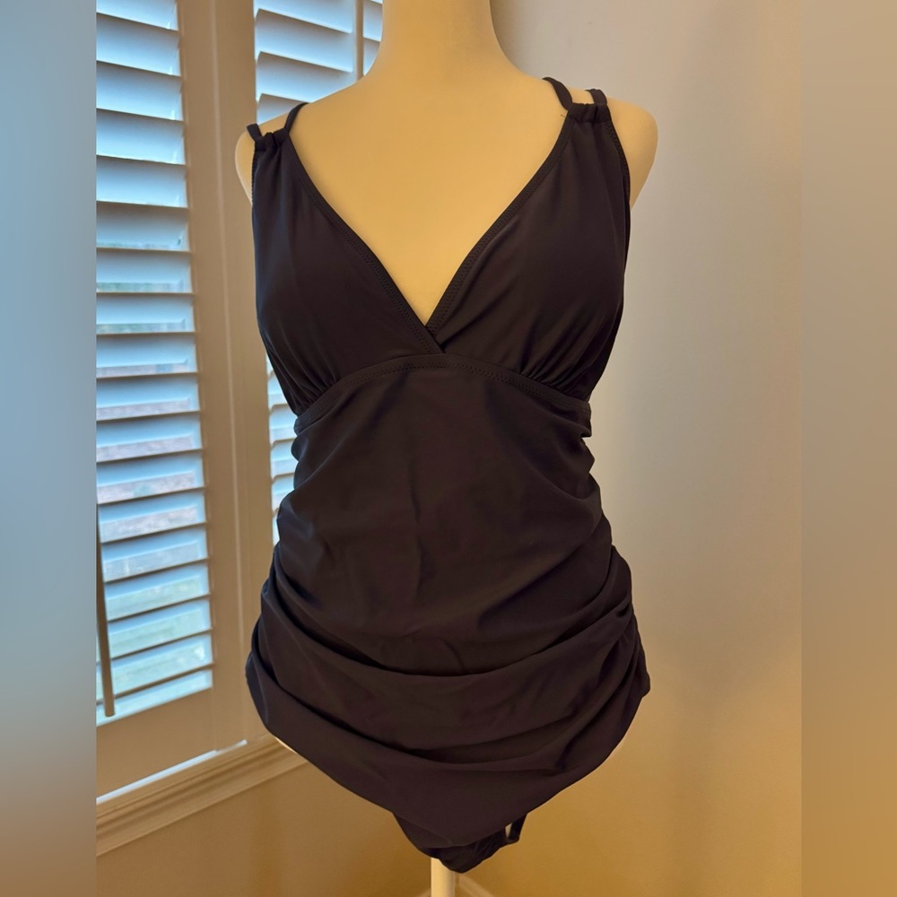 Royal Blue Ruched Side Strappy Cross Back Maternity One Piece Swimsuit